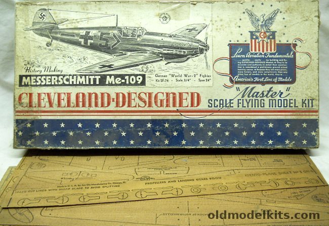 Cleveland 1/16 Messerschmitt Me-109 (Bf-109) Master Kit  With Joe Ott Idento-Plane Sheets - Balsa Flying Model Airplane Kit, SF-74 plastic model kit